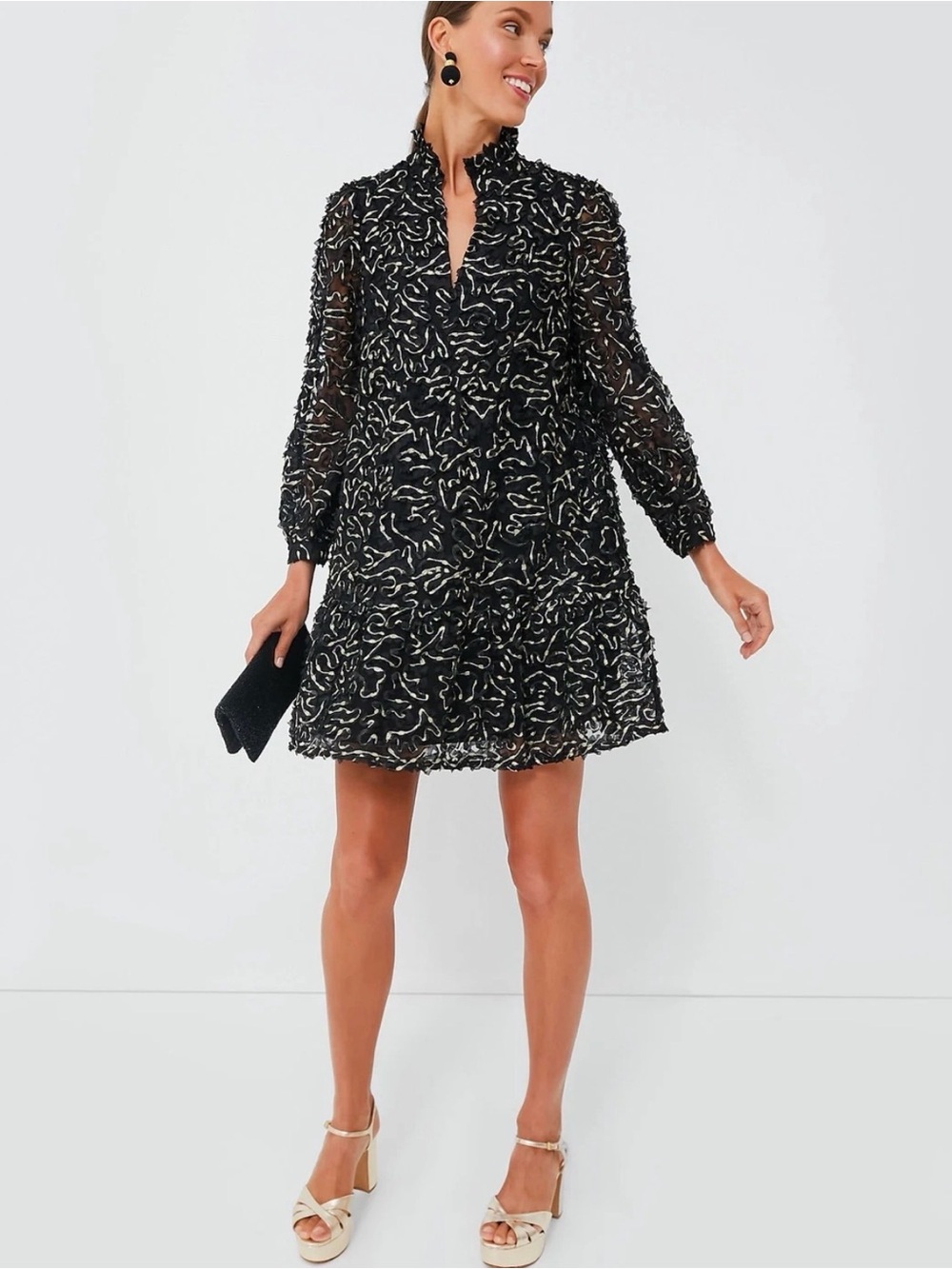 Tuckernuck Nightly Organza Palmerston Dress sz L Long Sleeve Cocktail Party
